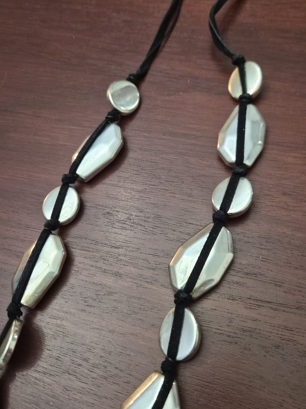 Chico’s Silver Tone Geometric Statement Necklace – Adjustable Modern Style - Picture 9 of 12